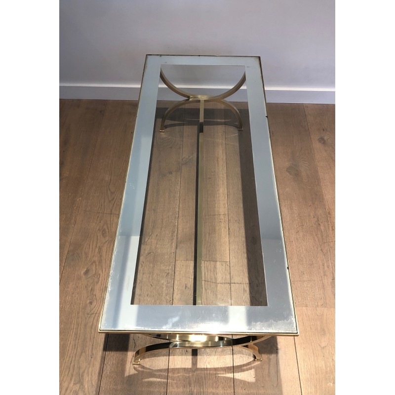Large Neoclassical Style Brass Coffee Table Attributed to Maison Jansen