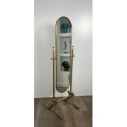 Miroir Psyché Néoclassique en Laiton à Piètement aux Dauphins, Maison Jansen, Travail Français, Vers 1940