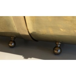 Neoclassical Style Brass Log Holder on Ball Feet, French Work, Circa 1970