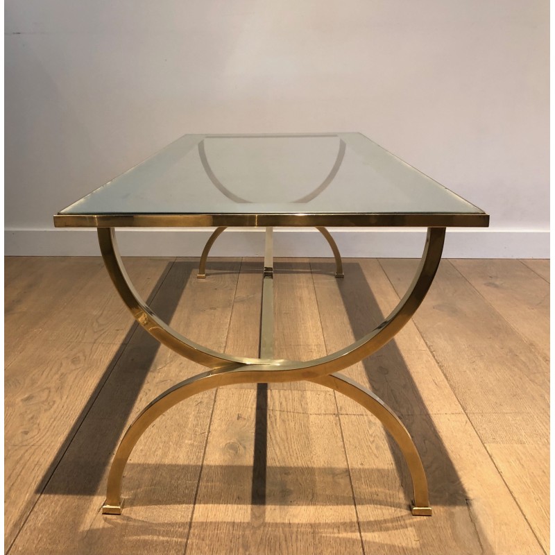 Importante Table Basse de Style Néoclassique en Laiton Attribué à la Maison Jansen