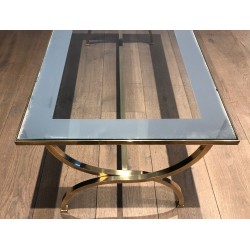 Importante Table Basse de Style Néoclassique en Laiton Attribué à la Maison Jansen
