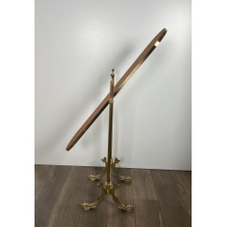 Miroir Psyché Néoclassique en Laiton à Piètement aux Dauphins, Maison Jansen, Travail Français, Vers 1940