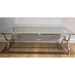 Importante Table Basse de Style Néoclassique en Laiton Attribué à la Maison Jansen
