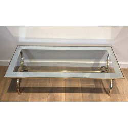 Importante Table Basse de Style Néoclassique en Laiton Attribué à la Maison Jansen