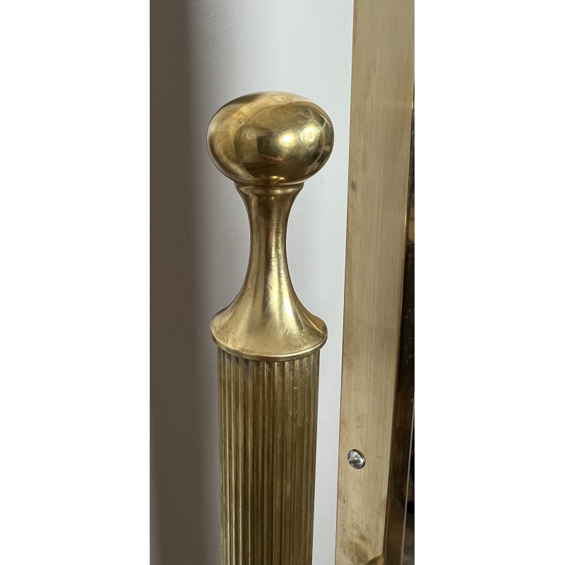 Neoclassical Brass Psyché Mirror with Dolphin Base, Maison Jansen, French Work, Circa 1940