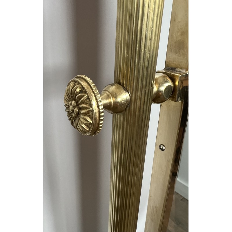 Neoclassical Brass Psyché Mirror with Dolphin Base, Maison Jansen, French Work, Circa 1940