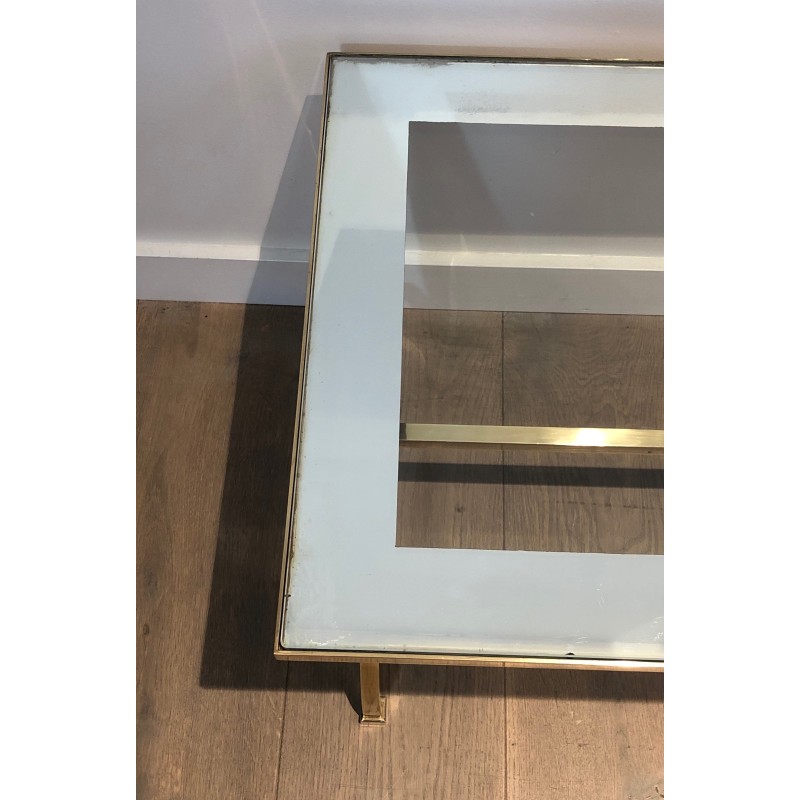 Large Neoclassical Style Brass Coffee Table Attributed to Maison Jansen