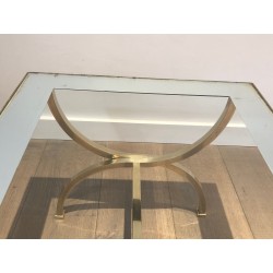 Large Neoclassical Style Brass Coffee Table Attributed to Maison Jansen