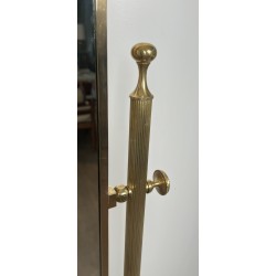 Neoclassical Brass Psyché Mirror with Dolphin Base, Maison Jansen, French Work, Circa 1940