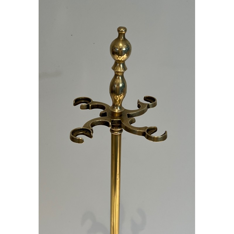 Neoclassical Style Brass Fireplace Tools, French Work, Circa 1970