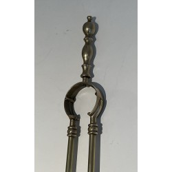 Nécessaire de Feu en Laiton de Style Néoclassique, Travail Français, Vers 1970