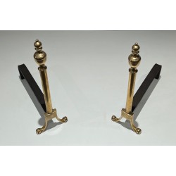 Pair of Neoclassical Style Bronze Andirons, French Work, Circa 1940
