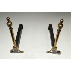 Pair of Neoclassical Style Bronze Andirons, French Work, Circa 1940
