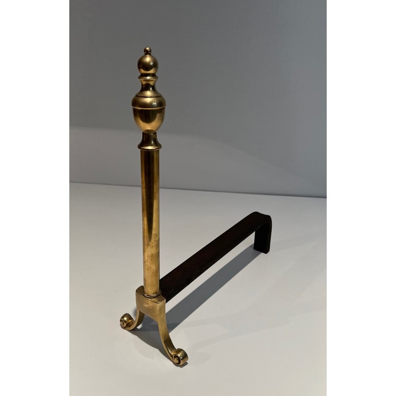 Pair of Neoclassical Style Bronze Andirons, French Work, Circa 1940