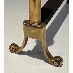 Pair of Neoclassical Style Bronze Andirons, French Work, Circa 1940