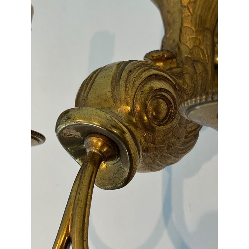 Pair of Bronze Dolphin Wall Sconces by Maison Jansen | French Work, circa 1940