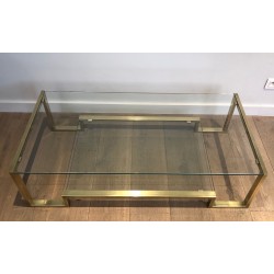 Brass and Glass Coffee Table by Guy Lefèvre for Maison Jansen, French Work, Circa 1970