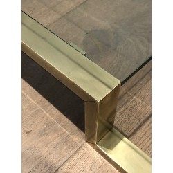 Brass and Glass Coffee Table by Guy Lefèvre for Maison Jansen, French Work, Circa 1970