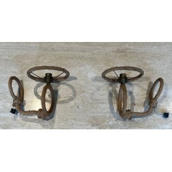 Pair of Rope Wall Sconces by Audoux & Minet | French Work, circa 1950