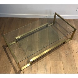 Brass and Glass Coffee Table by Guy Lefèvre for Maison Jansen, French Work, Circa 1970