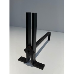 Pair of Modernist Cast Iron and Wrought Iron Andirons, French Work, Circa 1940