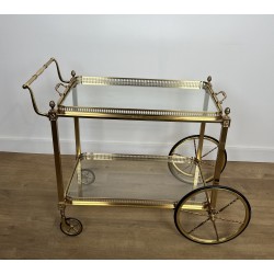 Neoclassical Brass Drinks Trolley Decorated with Fleur-de-Lys, Maison Baguès, French Work, Circa 1940