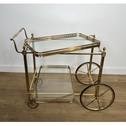 Neoclassical Brass Drinks Trolley Decorated with Fleur-de-Lys, Maison Baguès, French Work, Circa 1940