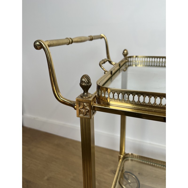 Neoclassical Brass Drinks Trolley Decorated with Fleur-de-Lys, Maison Baguès, French Work, Circa 1940