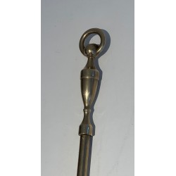 Neoclassical Style Brass Fireplace Tools Set, French Work, Circa 1970