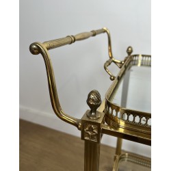 Neoclassical Brass Drinks Trolley Decorated with Fleur-de-Lys, Maison Baguès, French Work, Circa 1940