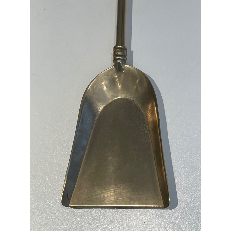 Neoclassical Style Brass Fireplace Tools Set, French Work, Circa 1970