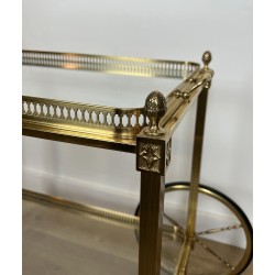 Neoclassical Brass Drinks Trolley Decorated with Fleur-de-Lys, Maison Baguès, French Work, Circa 1940