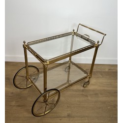Neoclassical Brass Drinks Trolley Decorated with Fleur-de-Lys, Maison Baguès, French Work, Circa 1940