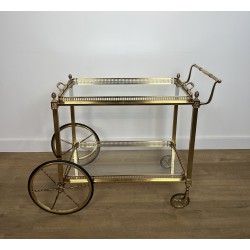 Neoclassical Brass Drinks Trolley Decorated with Fleur-de-Lys, Maison Baguès, French Work, Circa 1940