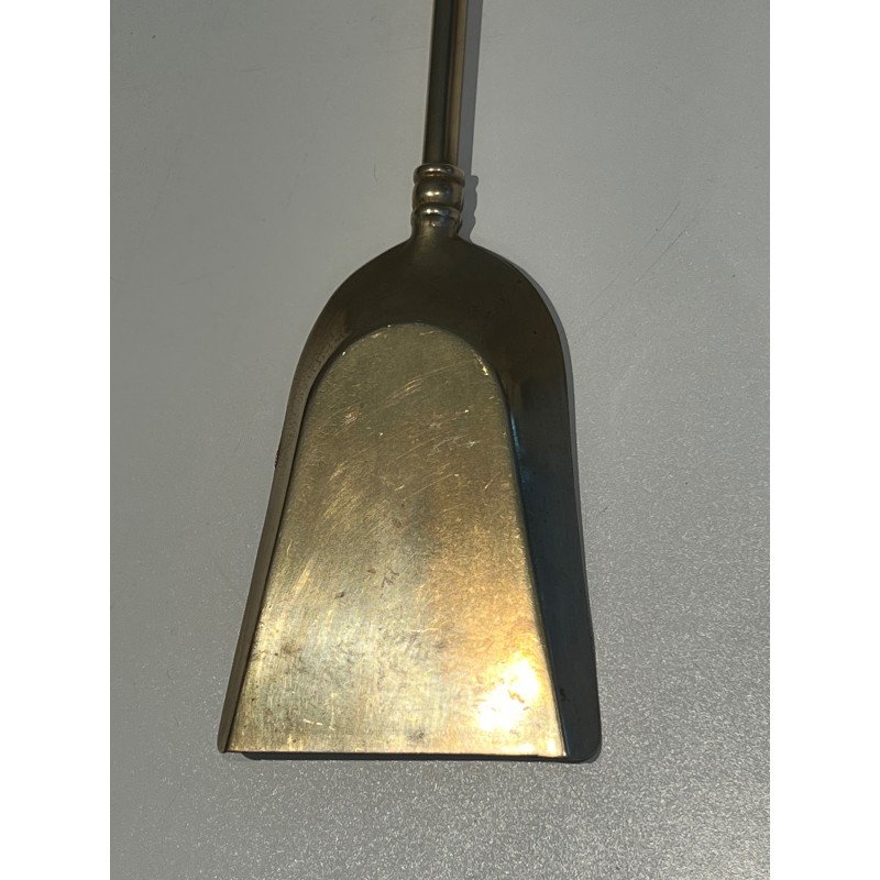 Neoclassical Style Brass Fireplace Tools Set, French Work, Circa 1970