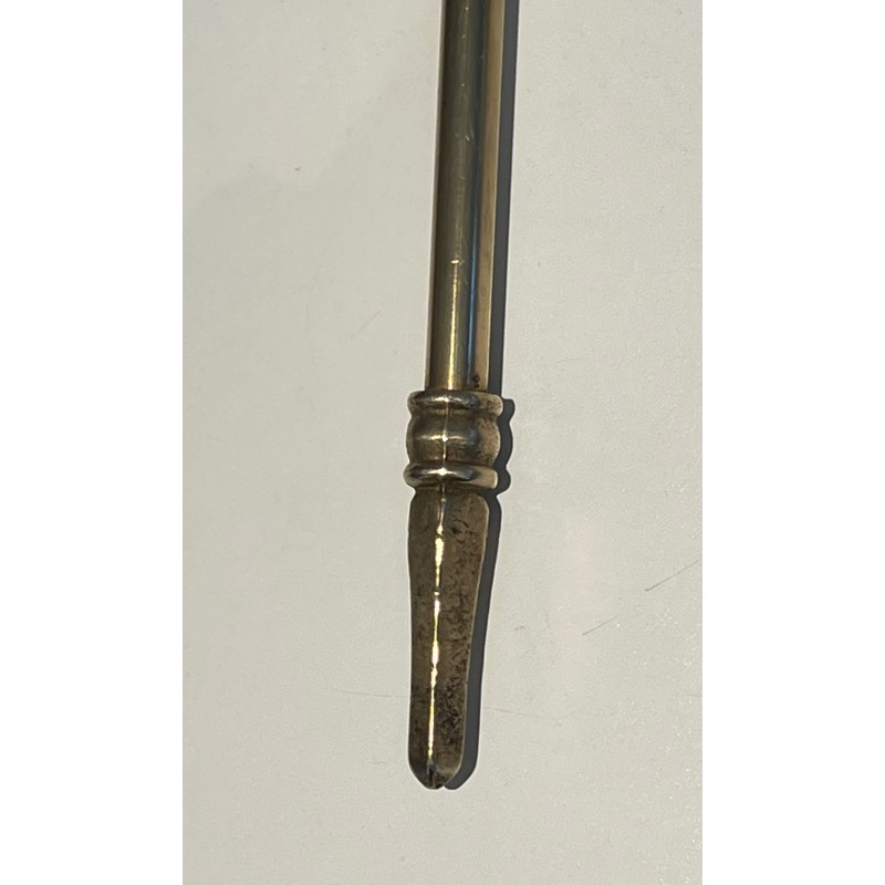 Neoclassical Style Brass Fireplace Tools Set, French Work, Circa 1970