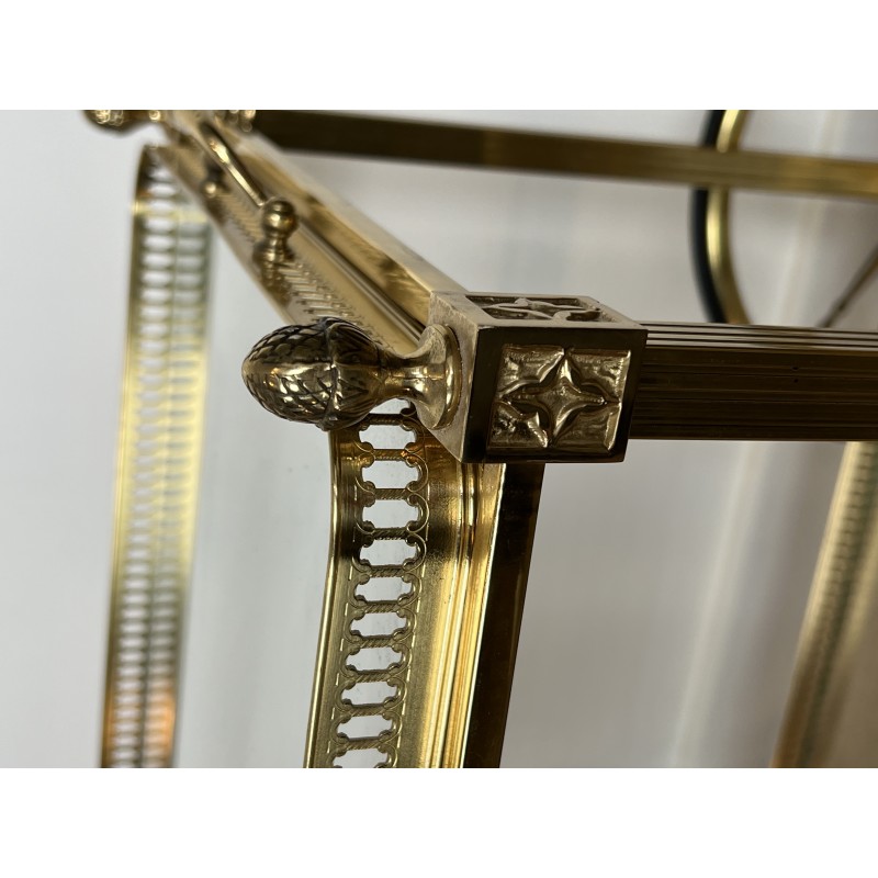 Neoclassical Brass Drinks Trolley Decorated with Fleur-de-Lys, Maison Baguès, French Work, Circa 1940