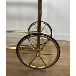 Neoclassical Brass Drinks Trolley Decorated with Fleur-de-Lys, Maison Baguès, French Work, Circa 1940