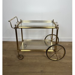 Neoclassical Brass Drinks Trolley Decorated with Fleur-de-Lys, Maison Baguès, French Work, Circa 1940