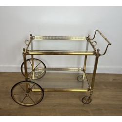 Neoclassical Brass Drinks Trolley Decorated with Fleur-de-Lys, Maison Baguès, French Work, Circa 1940