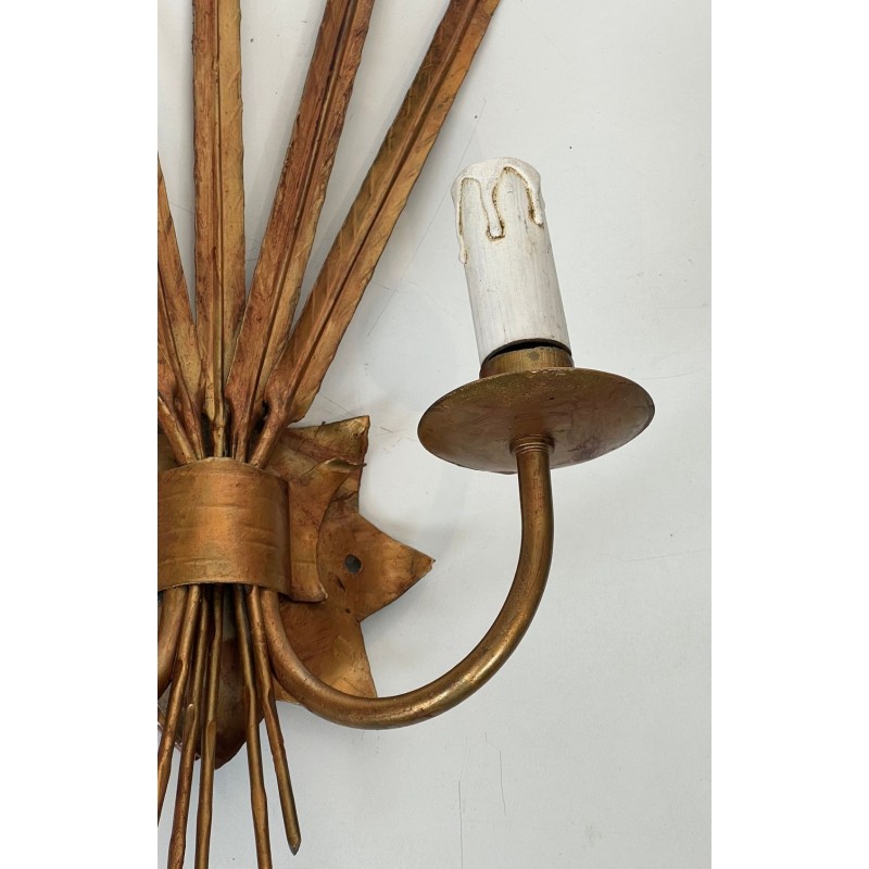 Pair of Gilded Wheat Sheaf Wall Sconces in the Taste of Chanel | French Work, circa 1970