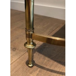 Table Basse Néoclassique en Laiton à Plateau de Miroir Faux-Antique, Maison Jansen, Travail Français, Vers 1940