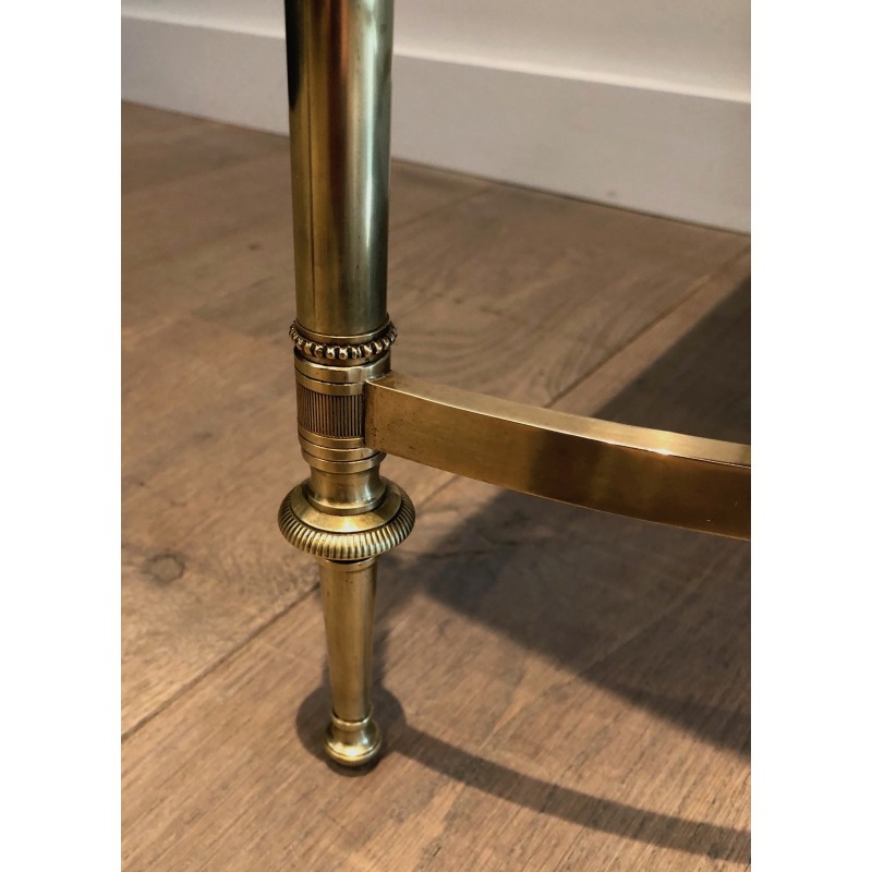 Table Basse Néoclassique en Laiton à Plateau de Miroir Faux-Antique, Maison Jansen, Travail Français, Vers 1940