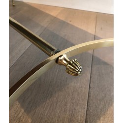 Neoclassical Brass Coffee Table with Faux-Antique Mirror Top, Maison Jansen, French Work, Circa 1940