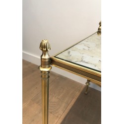 Neoclassical Brass Coffee Table with Faux-Antique Mirror Top, Maison Jansen, French Work, Circa 1940