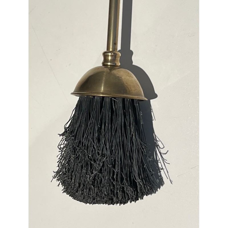 Neoclassical Style Brass Fireplace Tools on Stand, French Work, Circa 1970