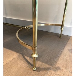 Table Basse Néoclassique en Laiton à Plateau de Miroir Faux-Antique, Maison Jansen, Travail Français, Vers 1940