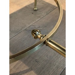 Table Basse Néoclassique en Laiton à Plateau de Miroir Faux-Antique, Maison Jansen, Travail Français, Vers 1940