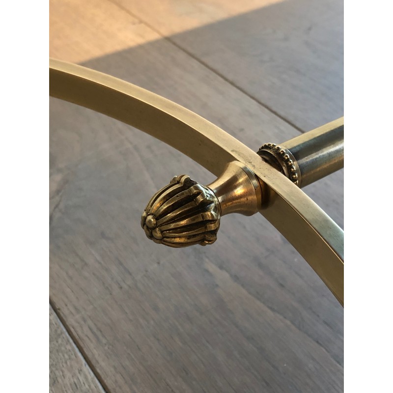 Neoclassical Brass Coffee Table with Faux-Antique Mirror Top, Maison Jansen, French Work, Circa 1940