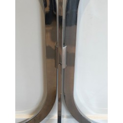 Half-Moon Chromed Console with Glass Top, in the Style of Maison Charles, French Work, Circa 1970